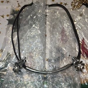 Vintage leather and silver necklace